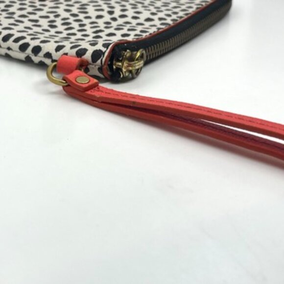 3/$30 FOSSIL DOT PRINT PATTERN WRISTLET WALLET CREAM BLACK HOT PINK PLEATHER - Picture 11 of 16